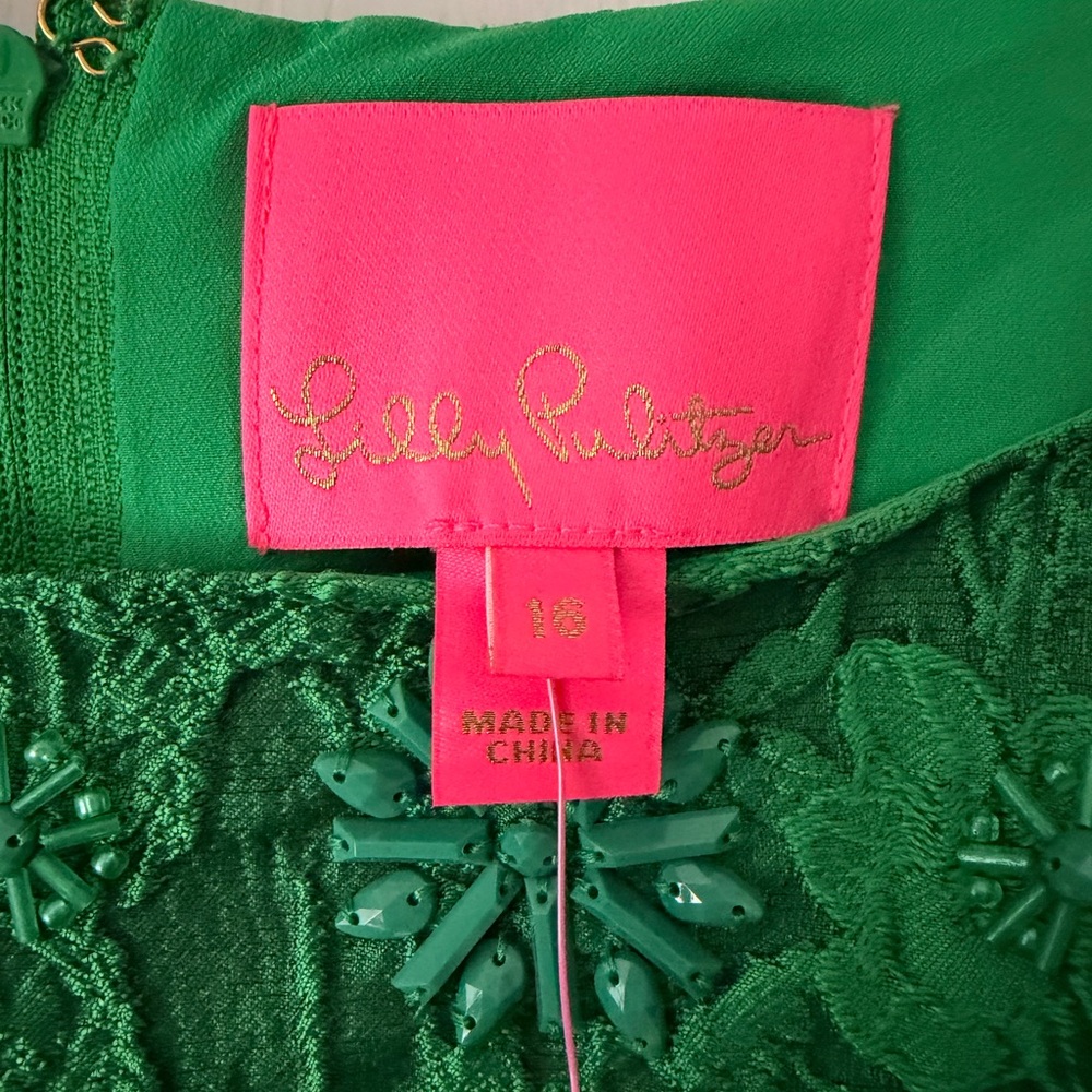 Lilly Pulitzer Kelly Green Bellani Embellished Size 16 Dress BNWT *NEVER WORN* - Picture 5 of 9